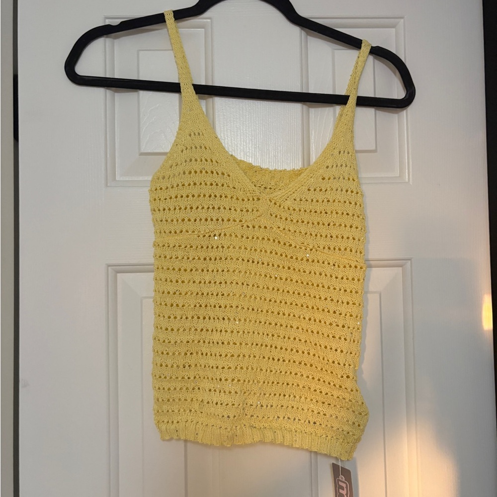 Missguided Sparkly Yellow Knit Women's Top